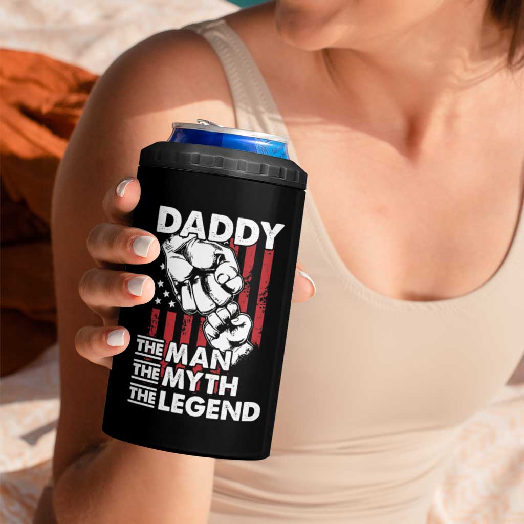 Christmas Gifts for Dad 4 in 1 Can Cooler Tumbler Daddy The Man The Myth The Legend American Flag Father's Day - Wonder Print Shop