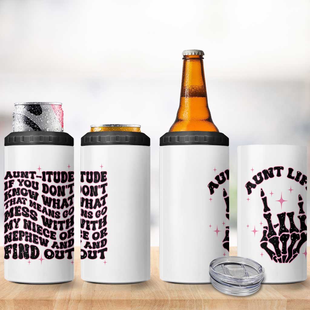 Best Aunt Gifts 4 in 1 Can Cooler Tumbler Gift For New Aunts Auntie Birthday Leopard Print