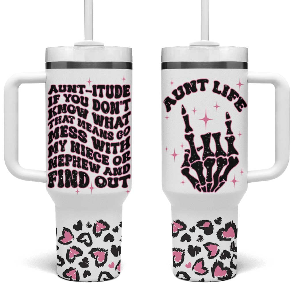 Best Aunt Gifts Tumbler With Handle Gift For New Aunts Auntie Birthday Leopard Print