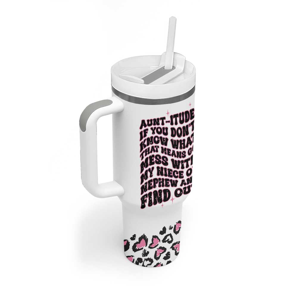 Best Aunt Gifts Tumbler With Handle Gift For New Aunts Auntie Birthday Leopard Print