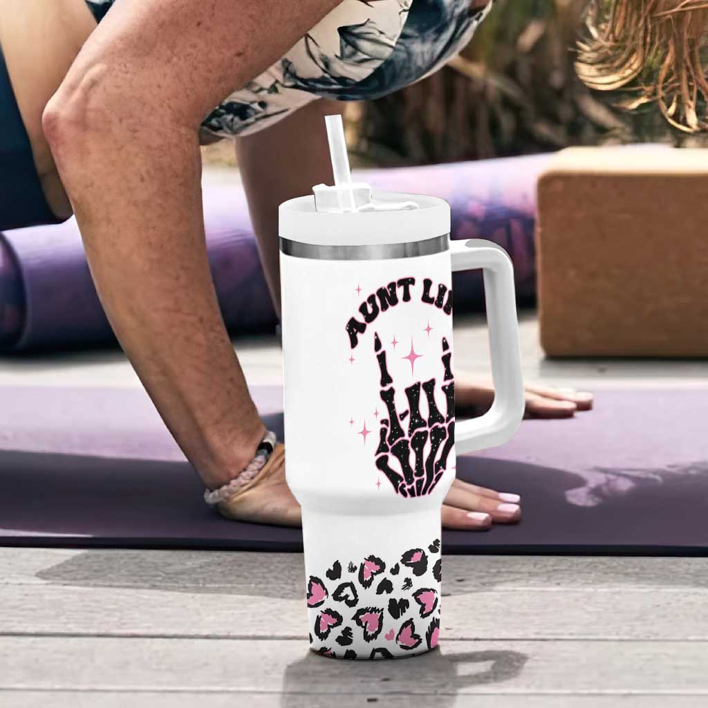 Best Aunt Gifts Tumbler With Handle Gift For New Aunts Auntie Birthday Leopard Print