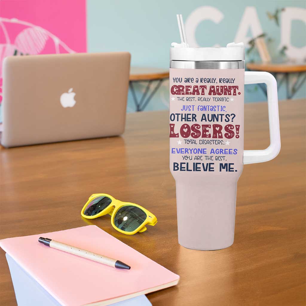 Funny Auntie Tumbler With Handle Best Aunt Ever - Wonder Print Shop