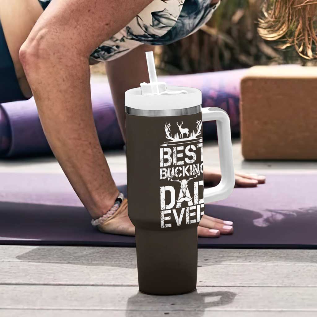 Deer Hunters Tumbler With Handle Best Buckin' Dad Ever Funny Fathers Day Christmas Gifts for Dad - Wonder Print Shop