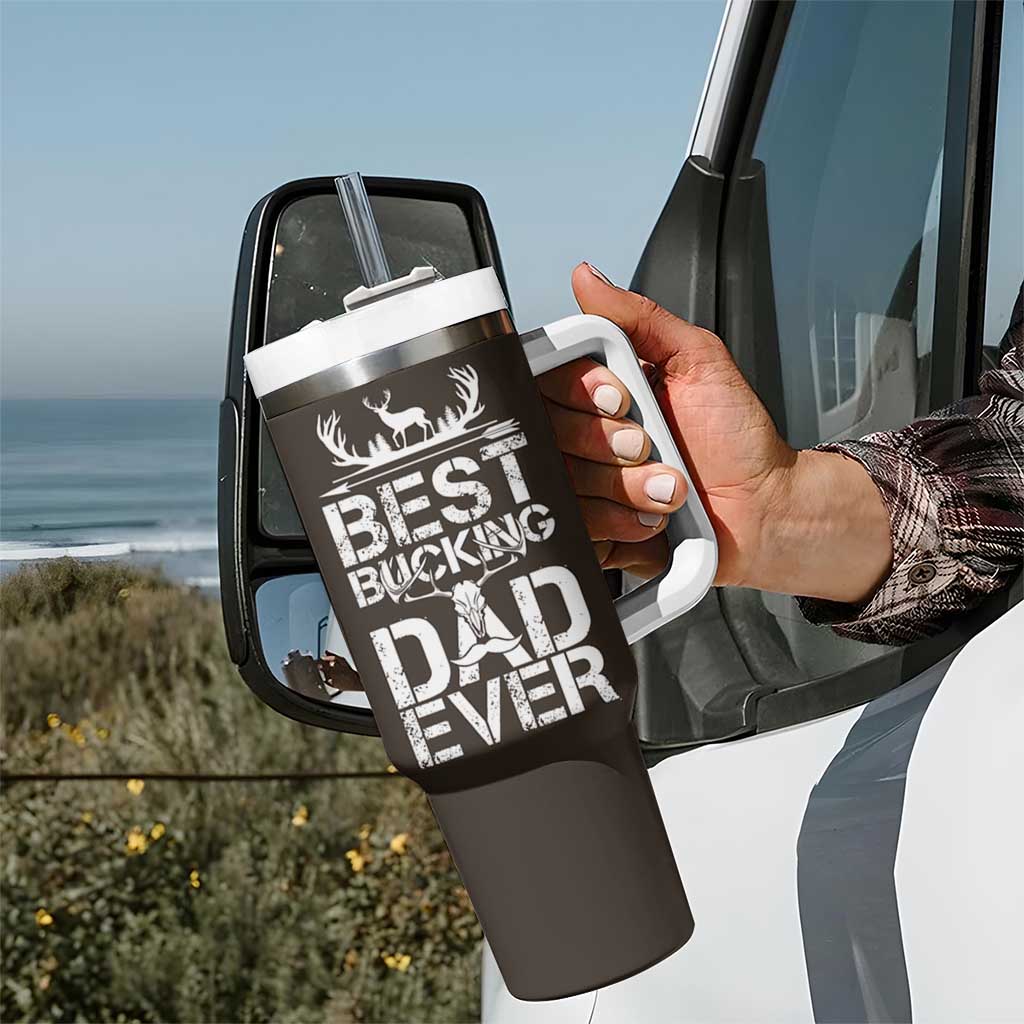 Deer Hunters Tumbler With Handle Best Buckin' Dad Ever Funny Fathers Day Christmas Gifts for Dad - Wonder Print Shop