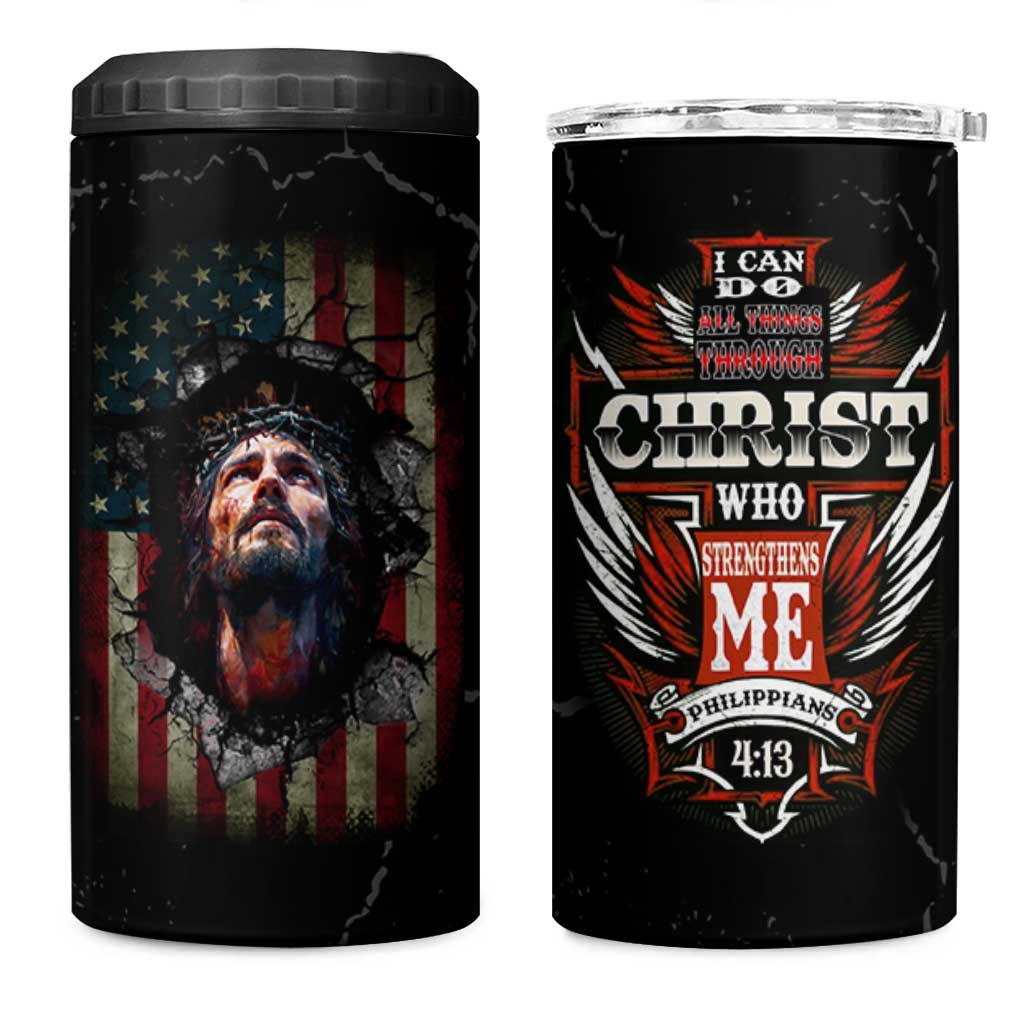 Christian Gift for Men 4 in 1 Can Cooler Tumbler I Can Do All Things Through Christ Religious Pastor