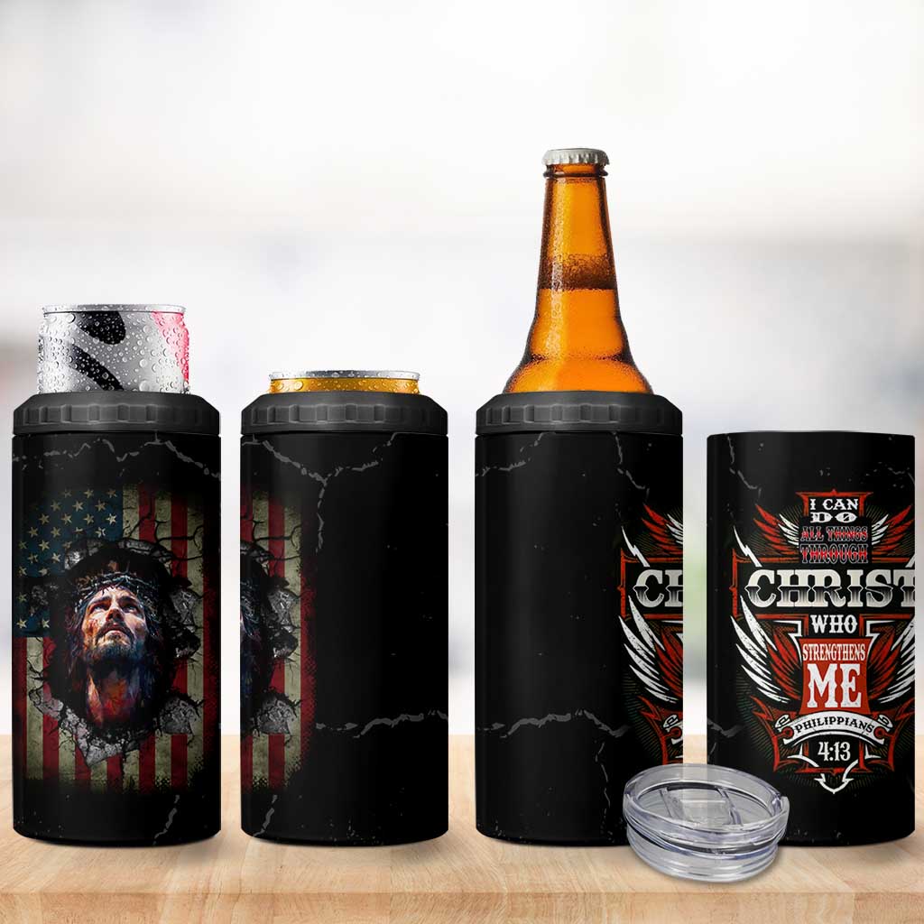 Christian Gift for Men 4 in 1 Can Cooler Tumbler I Can Do All Things Through Christ Religious Pastor