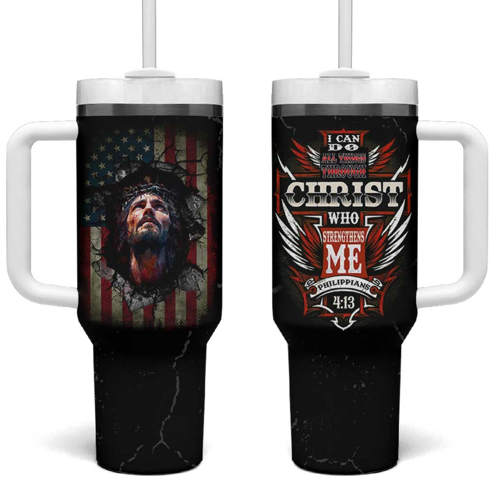 Christian Gift for Men Tumbler With Handle I Can Do All Things Through Christ Religious Pastor