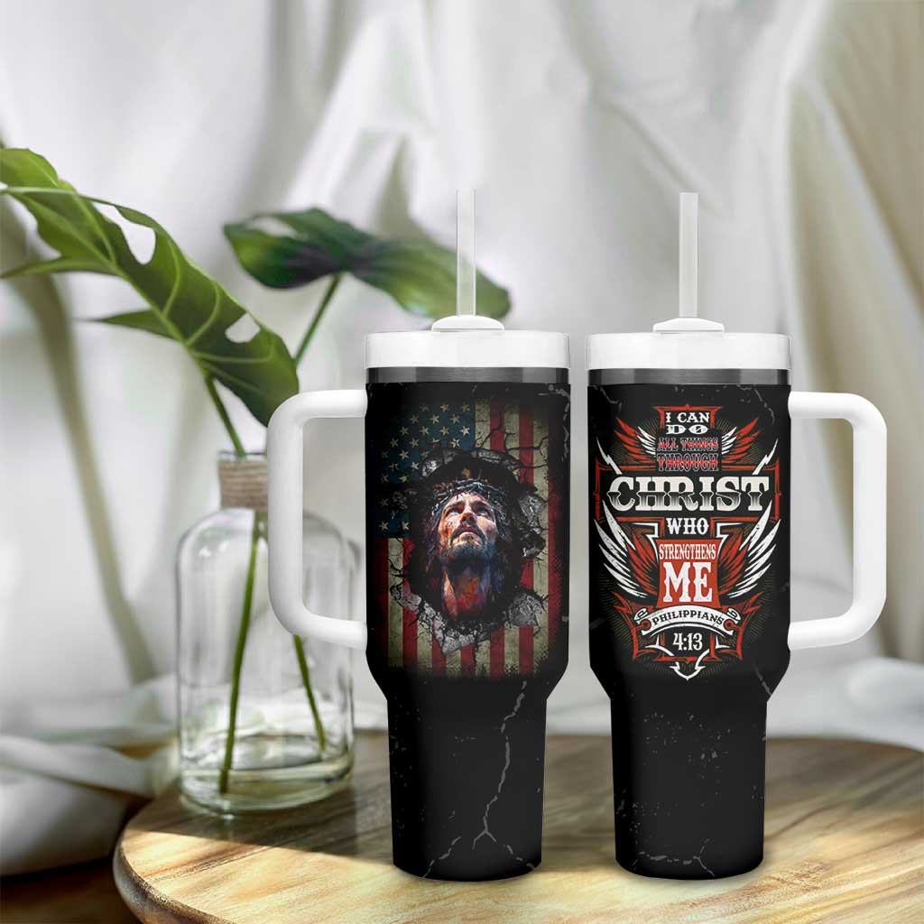 Christian Gift for Men Tumbler With Handle I Can Do All Things Through Christ Religious Pastor