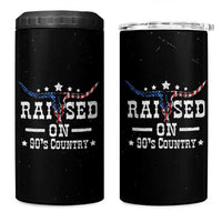 Raised On 90s Country 4 in 1 Can Cooler Tumbler Vintage Western Bull Skull Cowboy American Flag