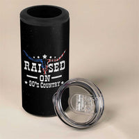 Raised On 90s Country 4 in 1 Can Cooler Tumbler Vintage Western Bull Skull Cowboy American Flag