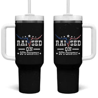 Raised On 90s Country Tumbler With Handle Vintage Western Bull Skull Cowboy American Flag
