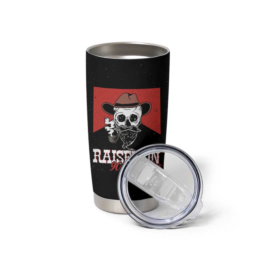 Raised On 90s Country Tumbler Cup Vintage Southern Western Country Music Lover Skull