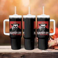 Raised On 90s Country Tumbler With Handle Vintage Southern Western Country Music Lover Skull