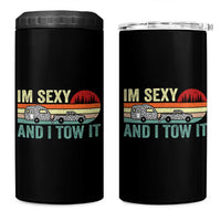 Funny Camping RV 4 in 1 Can Cooler Tumbler Im Sexy And I Tow It Vintage Camper Truck Leopard