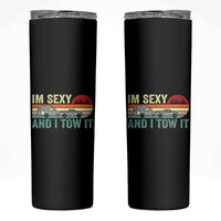 Funny Camping RV Skinny Tumbler Im Sexy And I Tow It Vintage Camper Truck Leopard