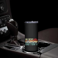 Funny Camping RV Skinny Tumbler Im Sexy And I Tow It Vintage Camper Truck Leopard