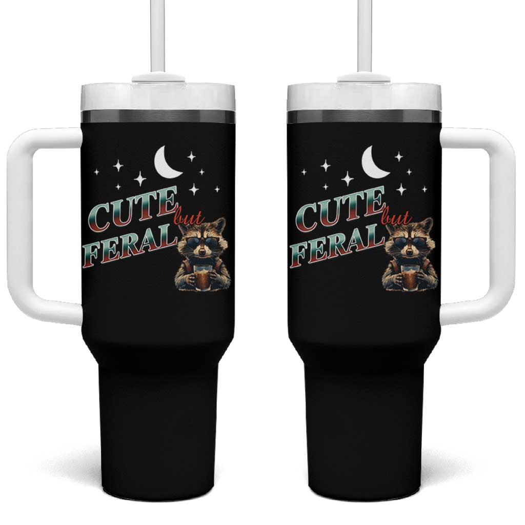 Funny Raccoon Cute But Feral Tumbler With Handle Cute But Feral