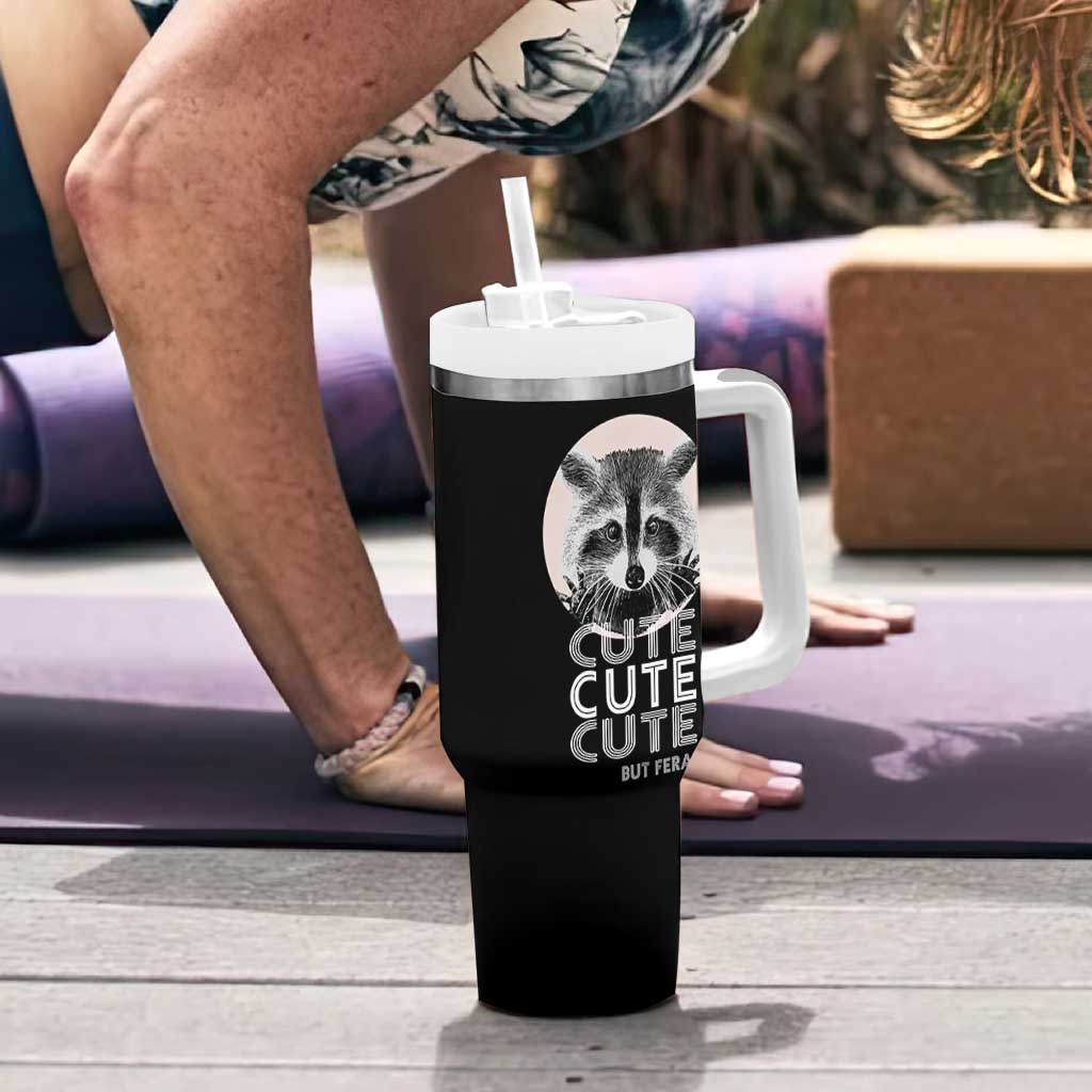 Cute Raccoon Tumbler With Handle But Feral Gag Gift For Her