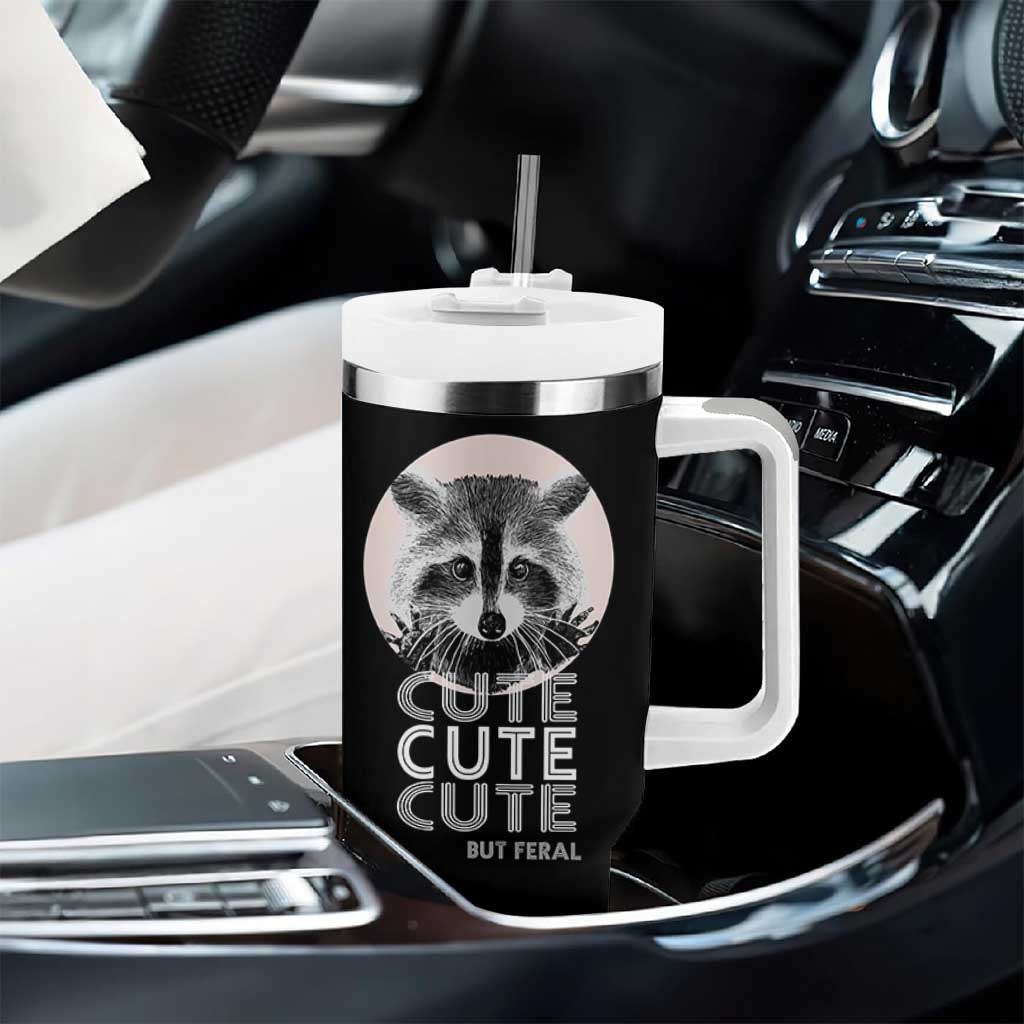 Cute Raccoon Tumbler With Handle But Feral Gag Gift For Her