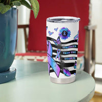 Suicide Prevention Awareness Tumbler Cup Teal Purple Ribbon Warrior Support USA Flag - Wonder Print Shop