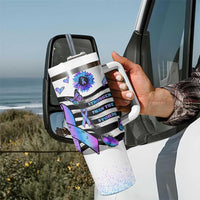 Suicide Prevention Awareness Tumbler With Handle Teal Purple Ribbon Warrior Support USA Flag - Wonder Print Shop