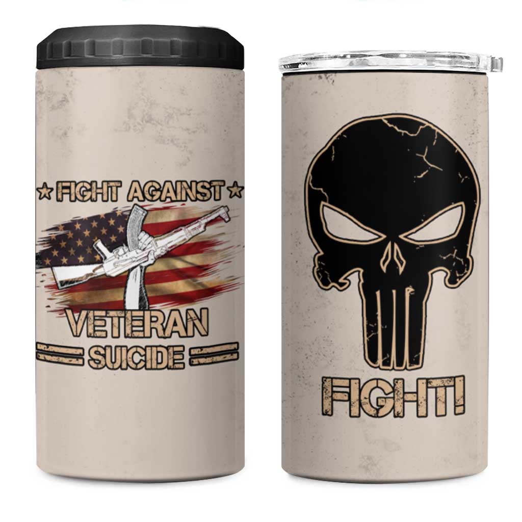Veteran Suicide Prevention Awareness 4 in 1 Can Cooler Tumbler Patriotic USA Mental Health - Wonder Print Shop