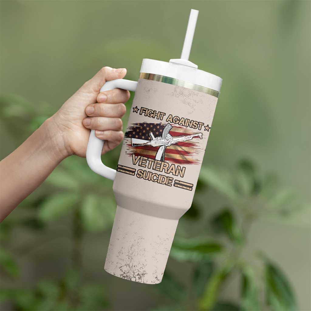 Veteran Suicide Prevention Awareness Tumbler With Handle Patriotic USA Mental Health - Wonder Print Shop