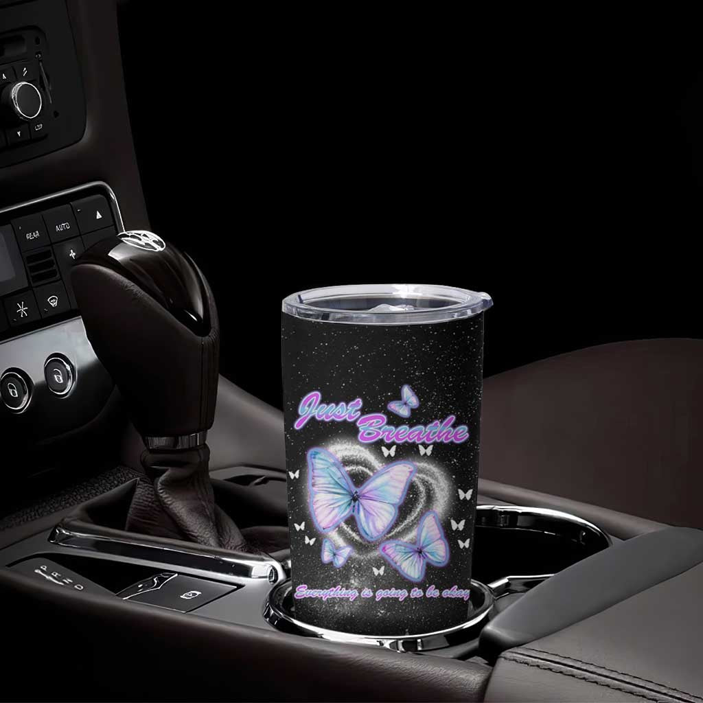 Suicide Prevention Awareness Tumbler Cup Teal Purple Butterfly Just Breathe Everything Is Going To Be Okay - Wonder Print Shop