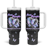Suicide Prevention Awareness Tumbler With Handle Teal Purple Butterfly Just Breathe Everything Is Going To Be Okay - Wonder Print Shop