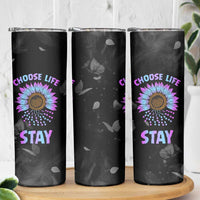 Suicide Prevention Awareness Skinny Tumbler Teal Purple Sunflower Choose Life Stay Therapist Psychologist - Wonder Print Shop