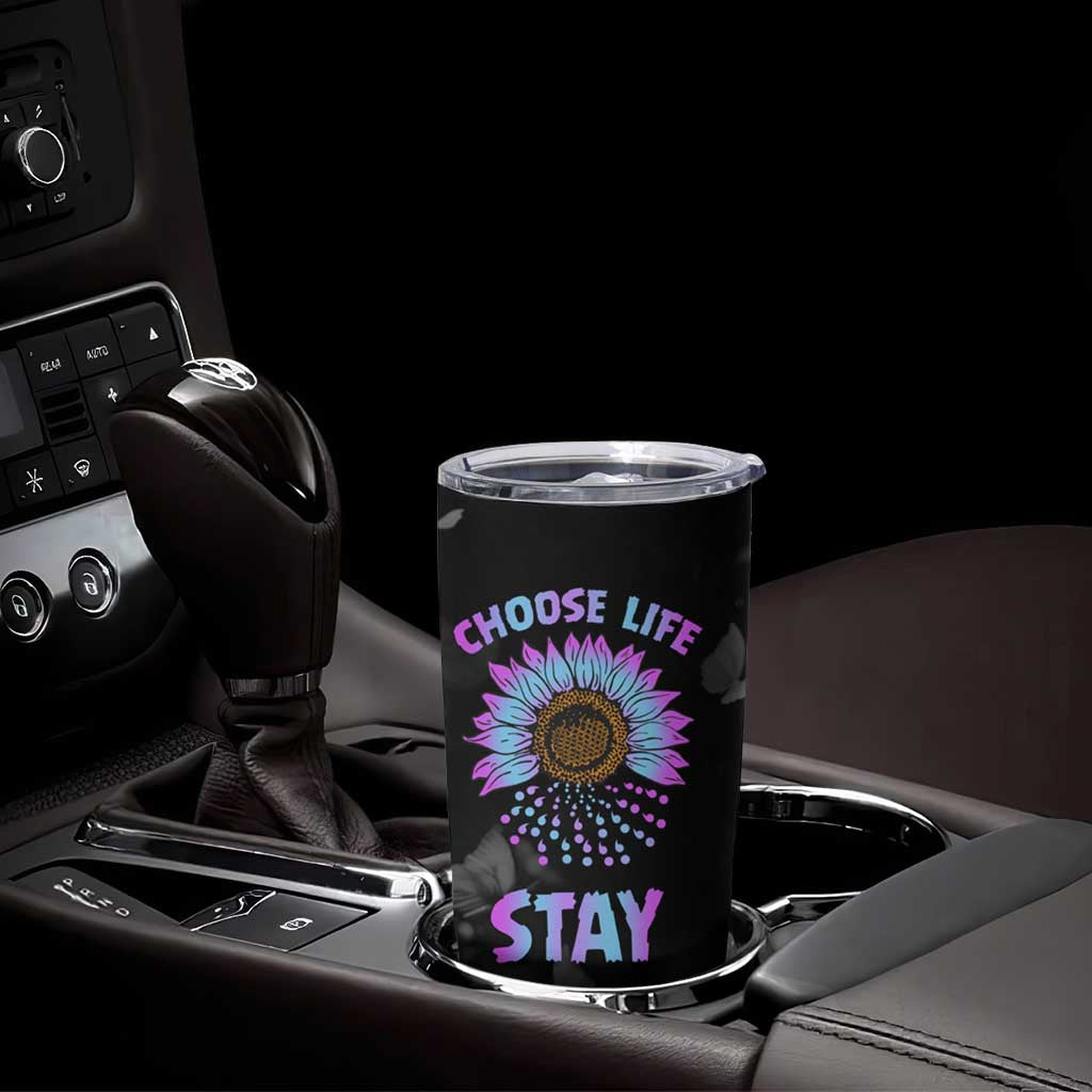 Suicide Prevention Awareness Tumbler Cup Teal Purple Sunflower Choose Life Stay Therapist Psychologist - Wonder Print Shop