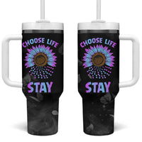 Suicide Prevention Awareness Tumbler With Handle Teal Purple Sunflower Choose Life Stay Therapist Psychologist - Wonder Print Shop