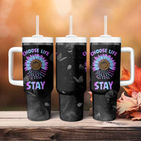 Suicide Prevention Awareness Tumbler With Handle Teal Purple Sunflower Choose Life Stay Therapist Psychologist - Wonder Print Shop