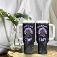 Suicide Prevention Awareness Tumbler With Handle Teal Purple Sunflower Choose Life Stay Therapist Psychologist - Wonder Print Shop