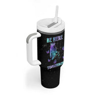 Suicide Prevention Awareness Tumbler With Handle Teal Purple Semicolon Be Here Tomorrow Survivor - Wonder Print Shop