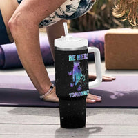 Suicide Prevention Awareness Tumbler With Handle Teal Purple Semicolon Be Here Tomorrow Survivor - Wonder Print Shop
