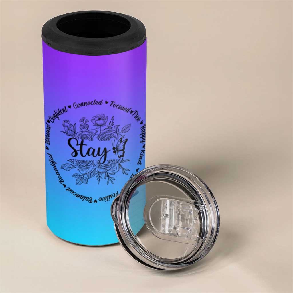 Suicide Prevention Awareness 4 in 1 Can Cooler Tumbler Teal Purple Semicolon Stay Positive Saying Inspirational Gifts - Wonder Print Shop
