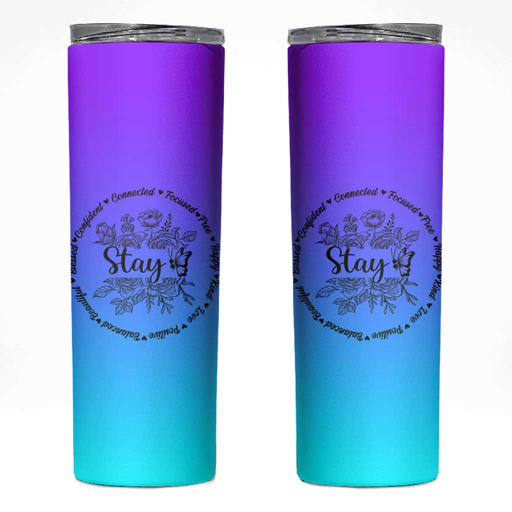 Suicide Prevention Awareness Skinny Tumbler Teal Purple Semicolon Stay Positive Saying Inspirational Gifts - Wonder Print Shop
