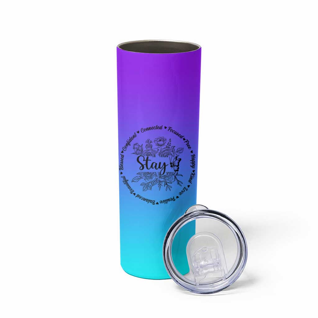 Suicide Prevention Awareness Skinny Tumbler Teal Purple Semicolon Stay Positive Saying Inspirational Gifts - Wonder Print Shop