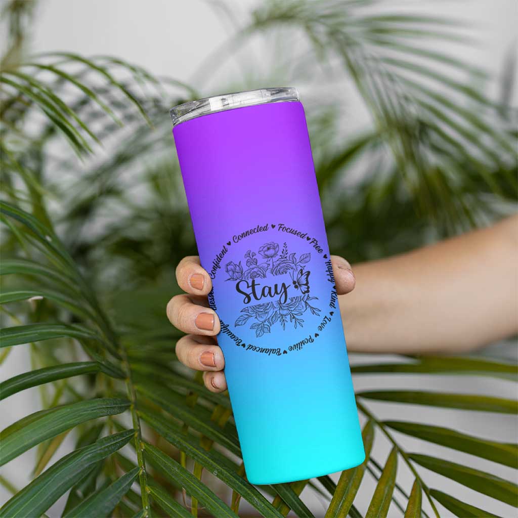 Suicide Prevention Awareness Skinny Tumbler Teal Purple Semicolon Stay Positive Saying Inspirational Gifts - Wonder Print Shop