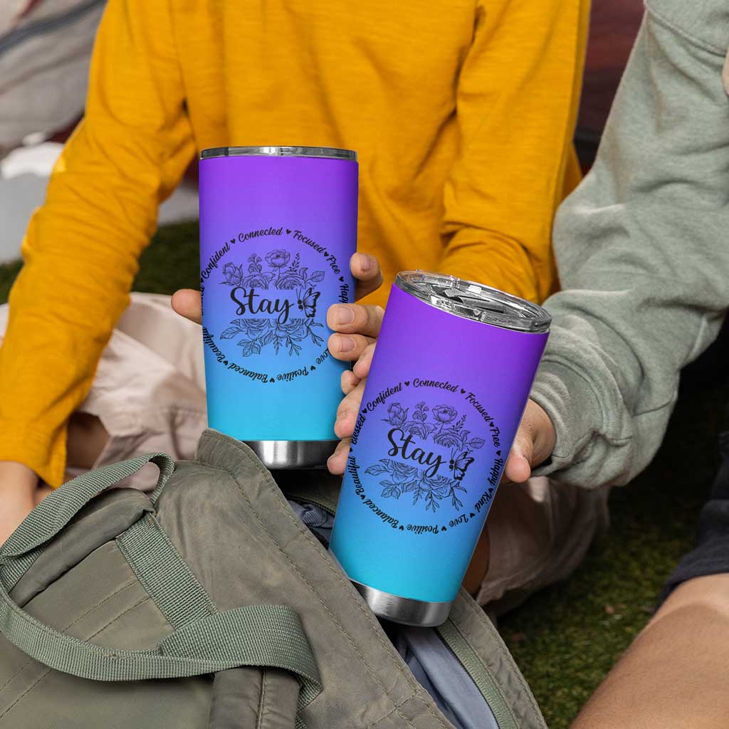 Suicide Prevention Awareness Tumbler Cup Teal Purple Semicolon Stay Positive Saying Inspirational Gifts - Wonder Print Shop