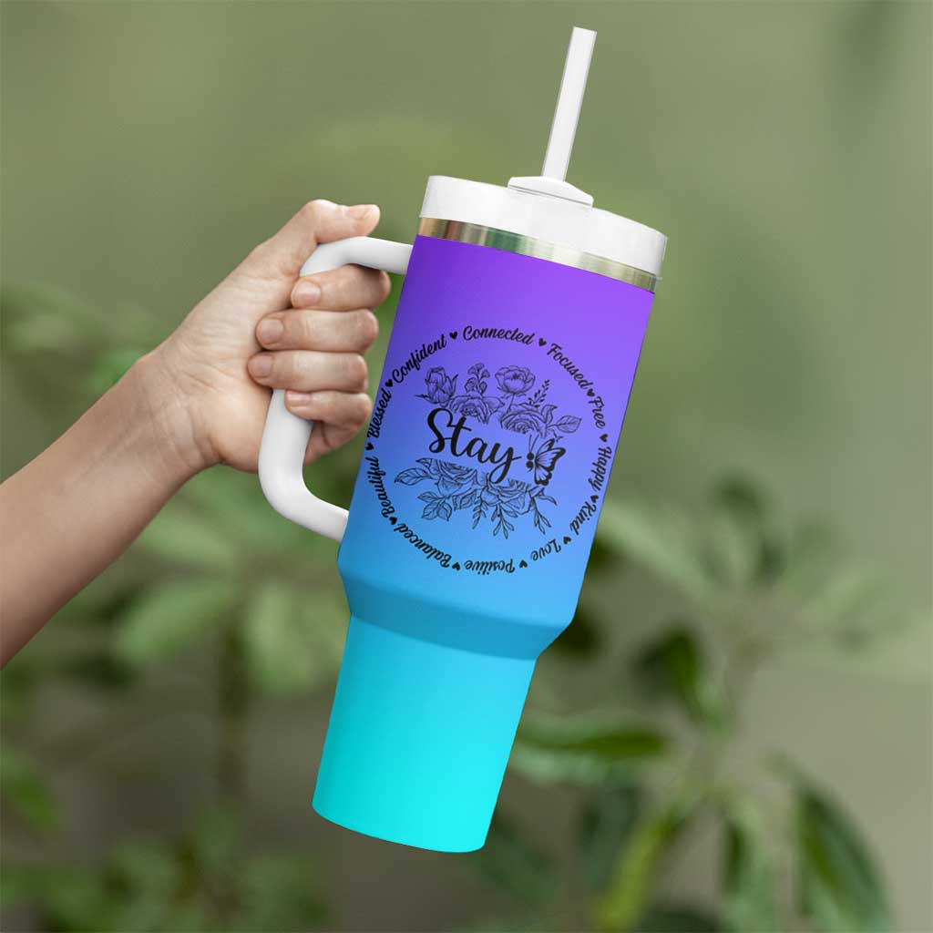 Suicide Prevention Awareness Tumbler With Handle Teal Purple Semicolon Stay Positive Saying Inspirational Gifts - Wonder Print Shop