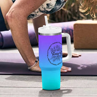 Suicide Prevention Awareness Tumbler With Handle Teal Purple Semicolon Stay Positive Saying Inspirational Gifts - Wonder Print Shop