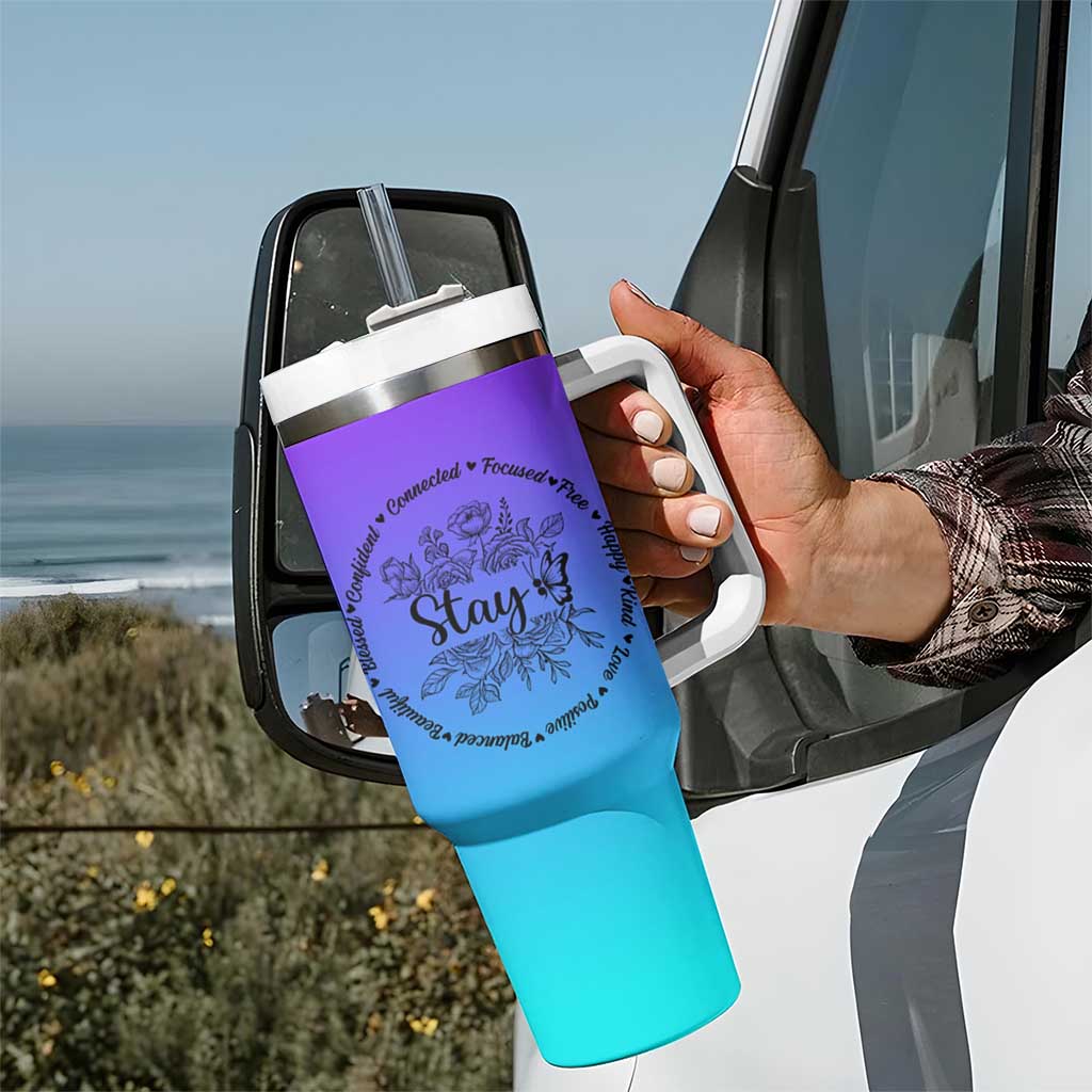 Suicide Prevention Awareness Tumbler With Handle Teal Purple Semicolon Stay Positive Saying Inspirational Gifts - Wonder Print Shop