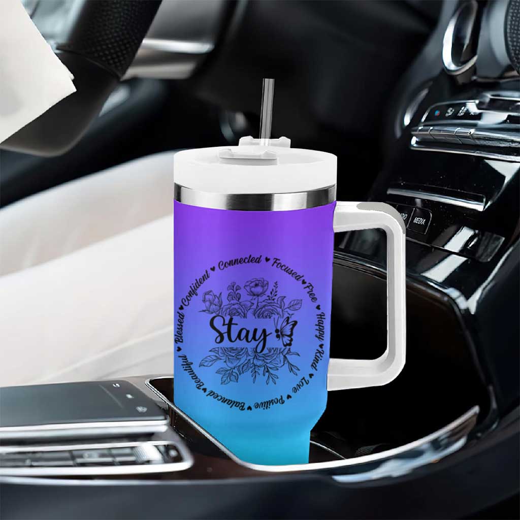 Suicide Prevention Awareness Tumbler With Handle Teal Purple Semicolon Stay Positive Saying Inspirational Gifts - Wonder Print Shop