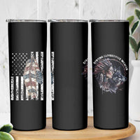 Native American Culture Skinny Tumbler Strong Indigenous Women Feathers USA Flag - Wonder Print Shop