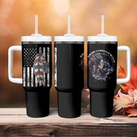 Native American Culture Tumbler With Handle Strong Indigenous Women Feathers USA Flag - Wonder Print Shop