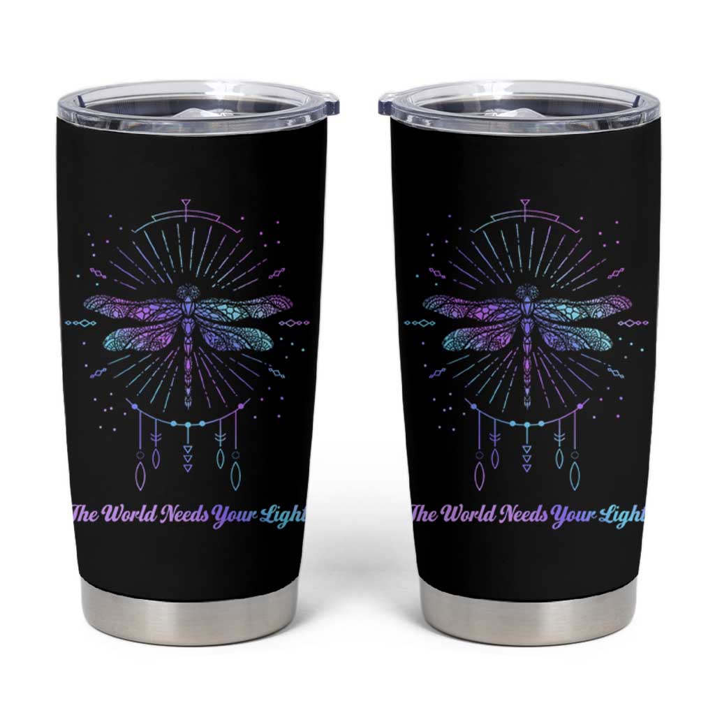 Suicide Prevention Awareness Tumbler Cup Teal Purple Dragonfly The World Needs You Light - Wonder Print Shop