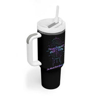 Suicide Prevention Awareness Tumbler With Handle Teal Purple Dragonfly The World Needs You Light - Wonder Print Shop