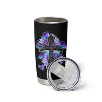 Suicide Prevention Awareness Tumbler Cup Teal Purple Cross Faith Over Fear Christian - Wonder Print Shop